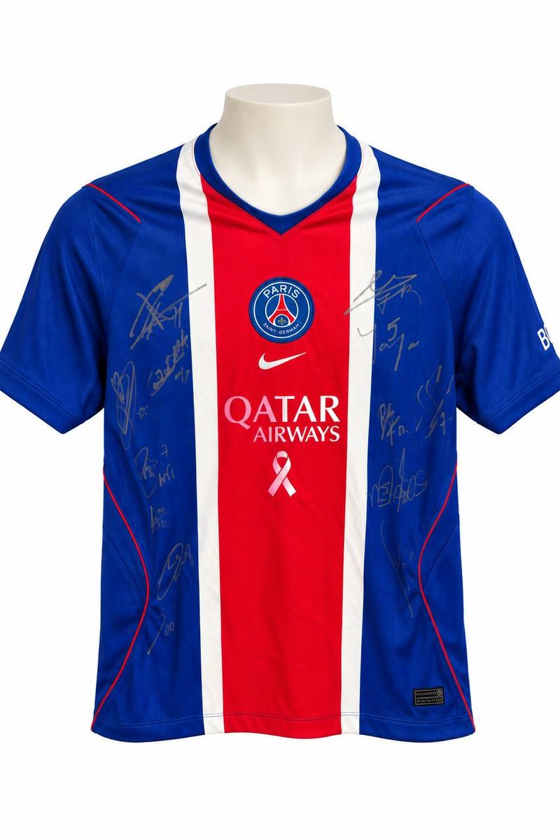 Maillot Breast Cancer Awareness du Paris Saint-Germain, dédicacé