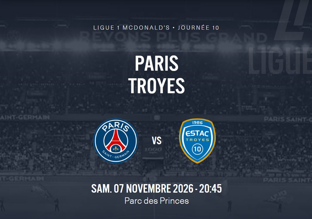 Places pour le match PSG – Troyes